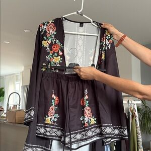 098. floral kimono matching set